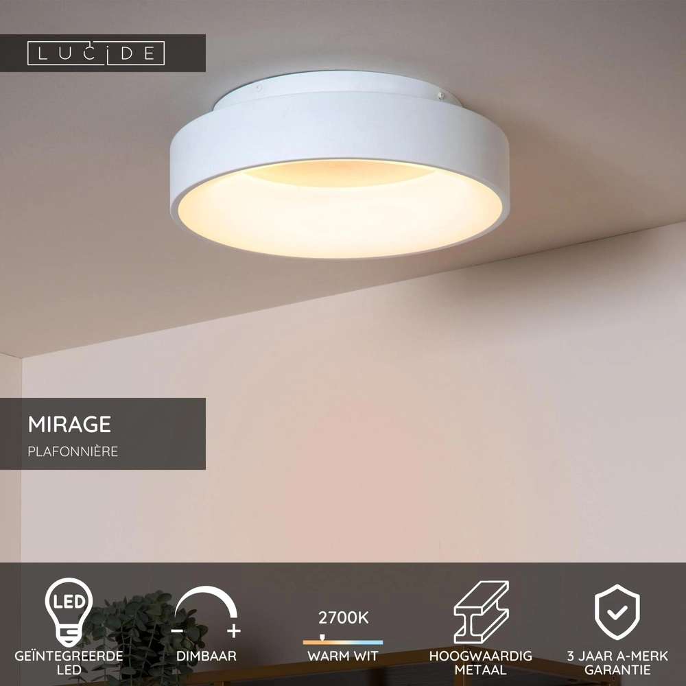 Ceiling lamp Mirage Ø 38cm white Lucide 5411212361219
