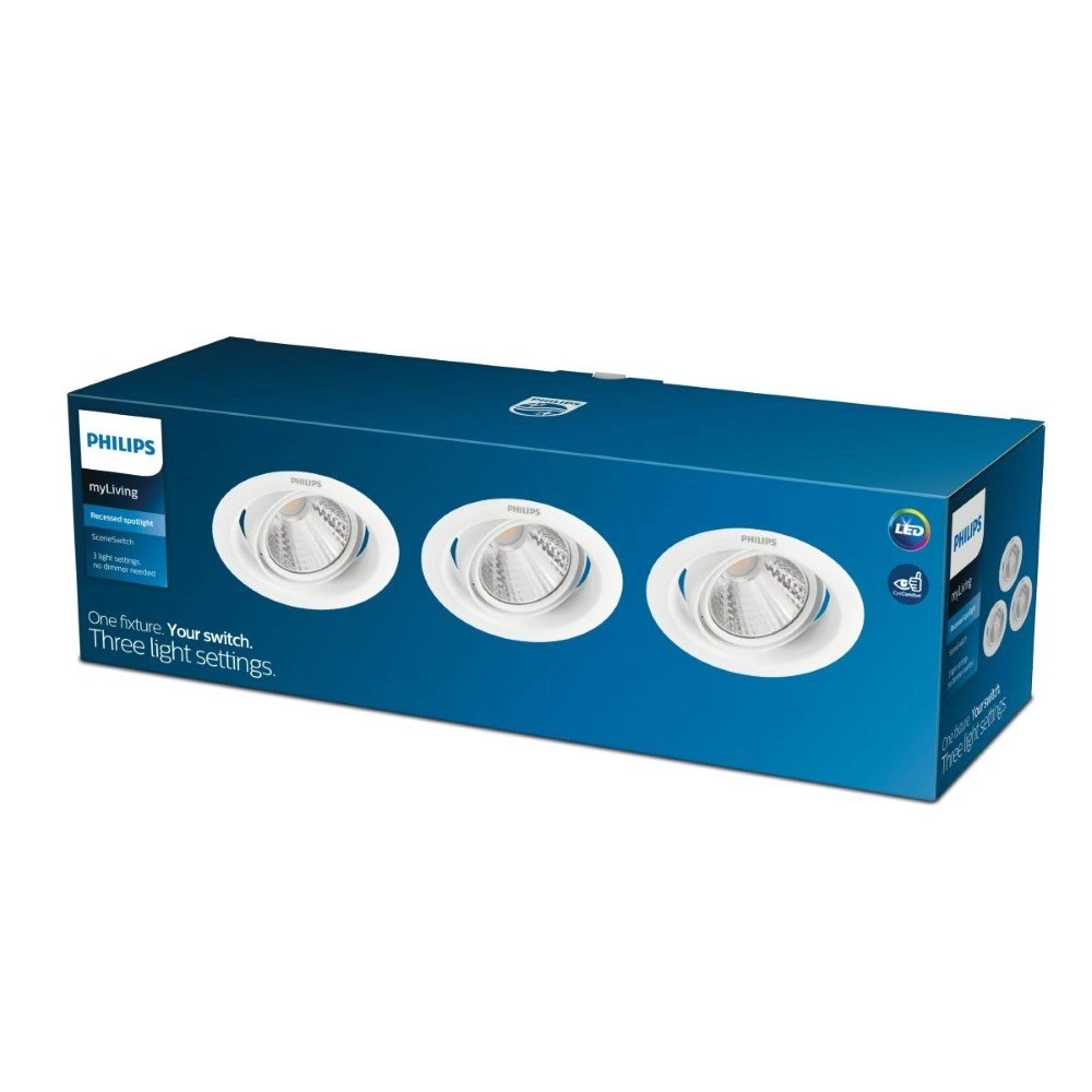 Set of 3 recessed spotlights Pomeron 7W - 2700K Philips 8719514258068