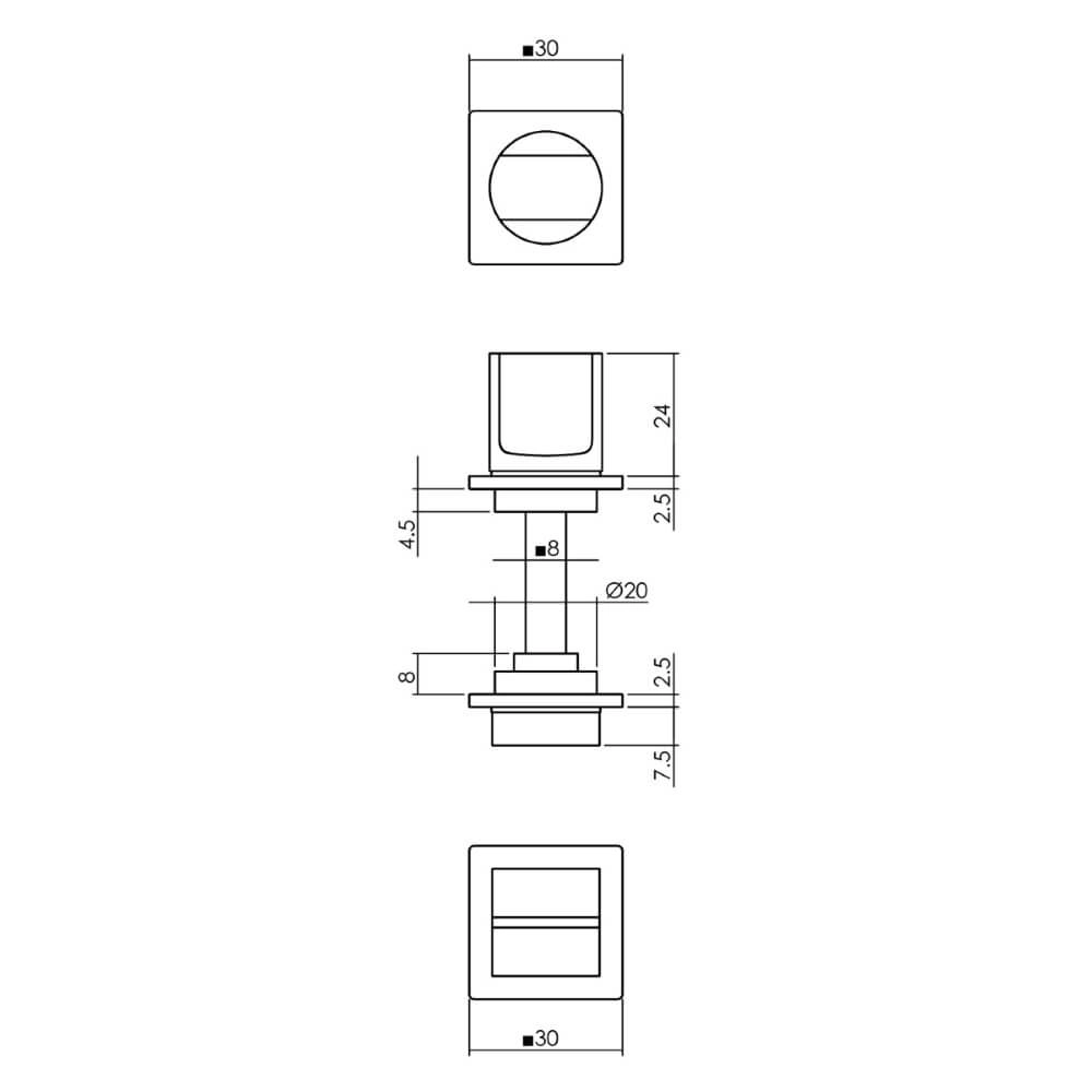 Toilet closure Tira Small square rosette anthracite Intersteel 8714186548295