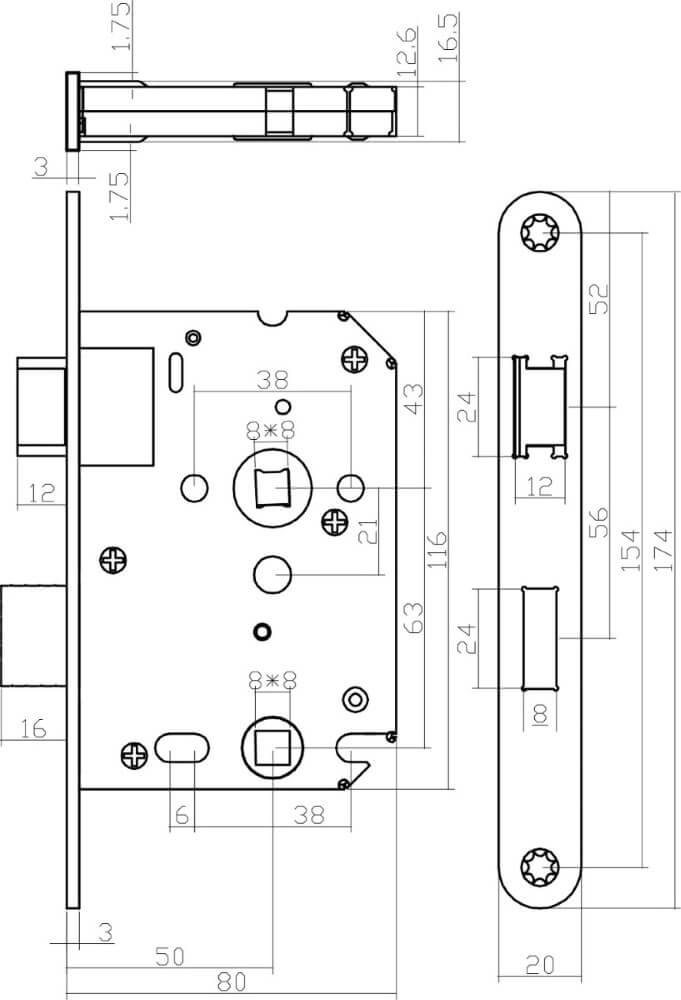 Complete door handle set Eucla Toilet Black Intersteel 8714186540961
