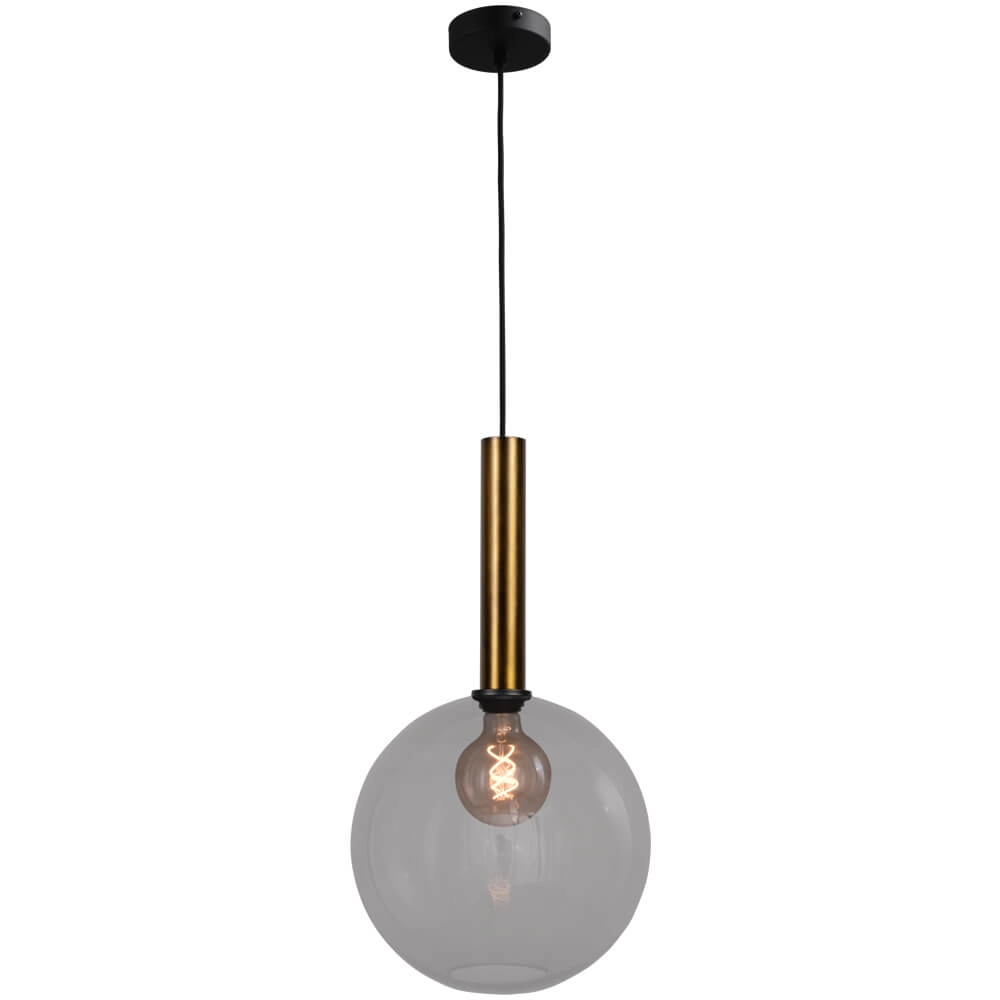 Hanging lamp Ø 30cm Bella 2 Antique brass with smoke glass