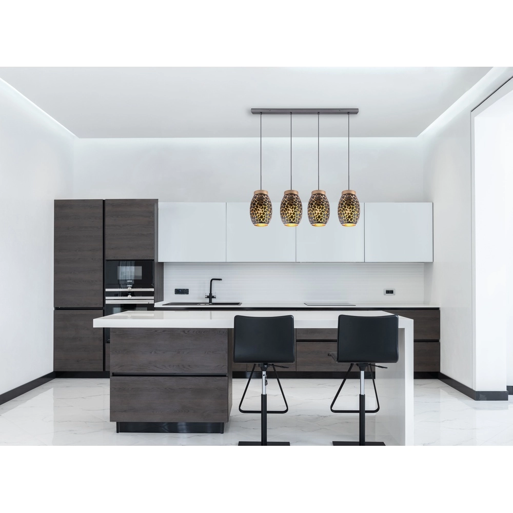 4-light pendant lamp Narri black with gold - coarse holes Globo 9007371398799