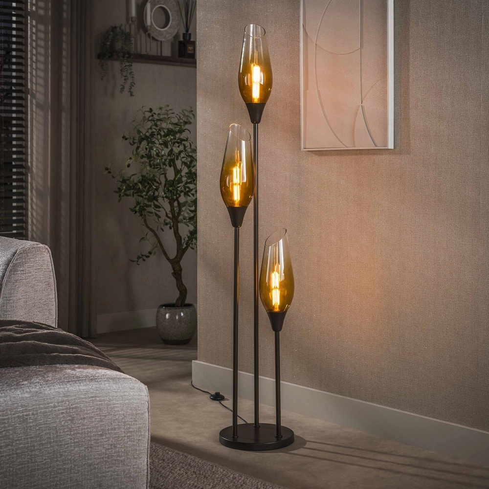 Glass floor lamp Cocoon 3x E27 - 168cm - fading glass