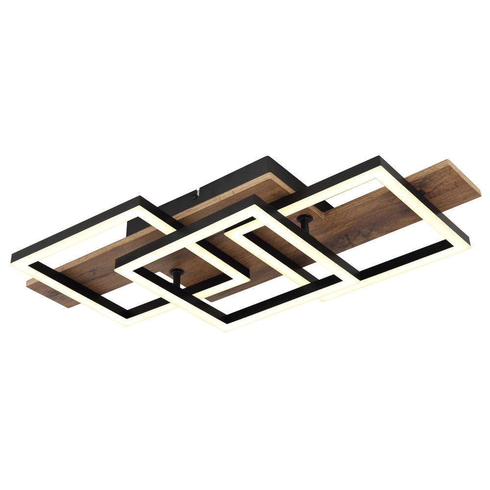 Design ceiling lamp Jeffry black with wood 58cm