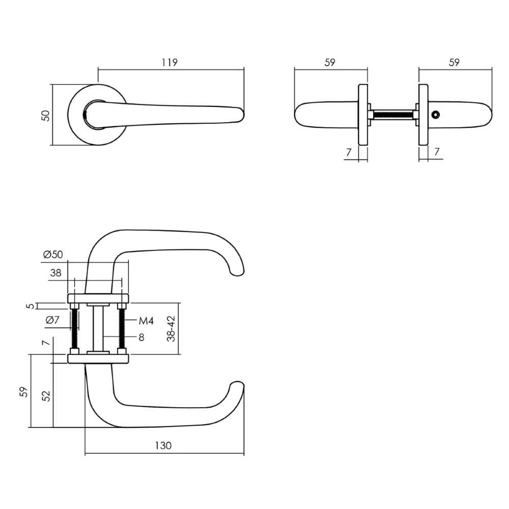 Door handle Cue aluminium black Ø 5cm Intersteel 8714186505274