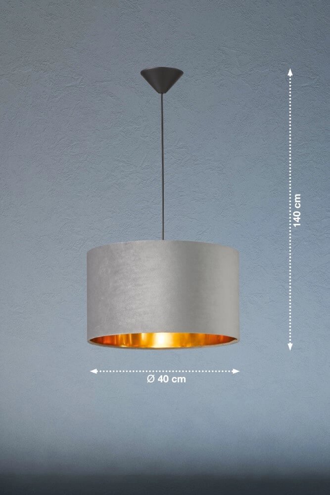 Hanging lamp Aura gray velvet Fischer & Honsel 4003694600835