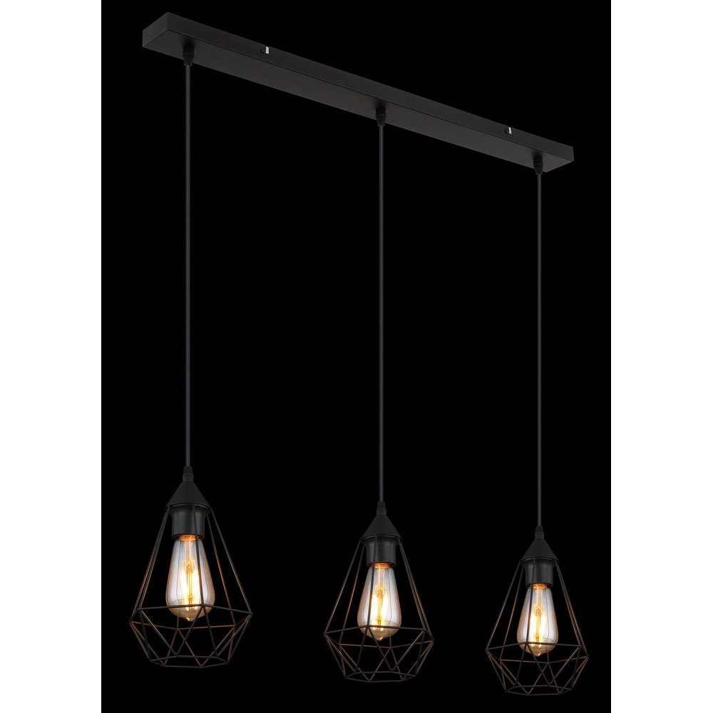 3-light pendant lamp Zachary Black Globo 9007371447909