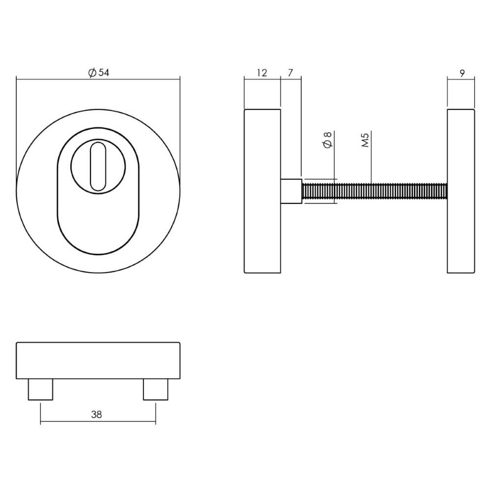 Front door set Vurano round core pull protection stainless steel Intersteel 8714186408346