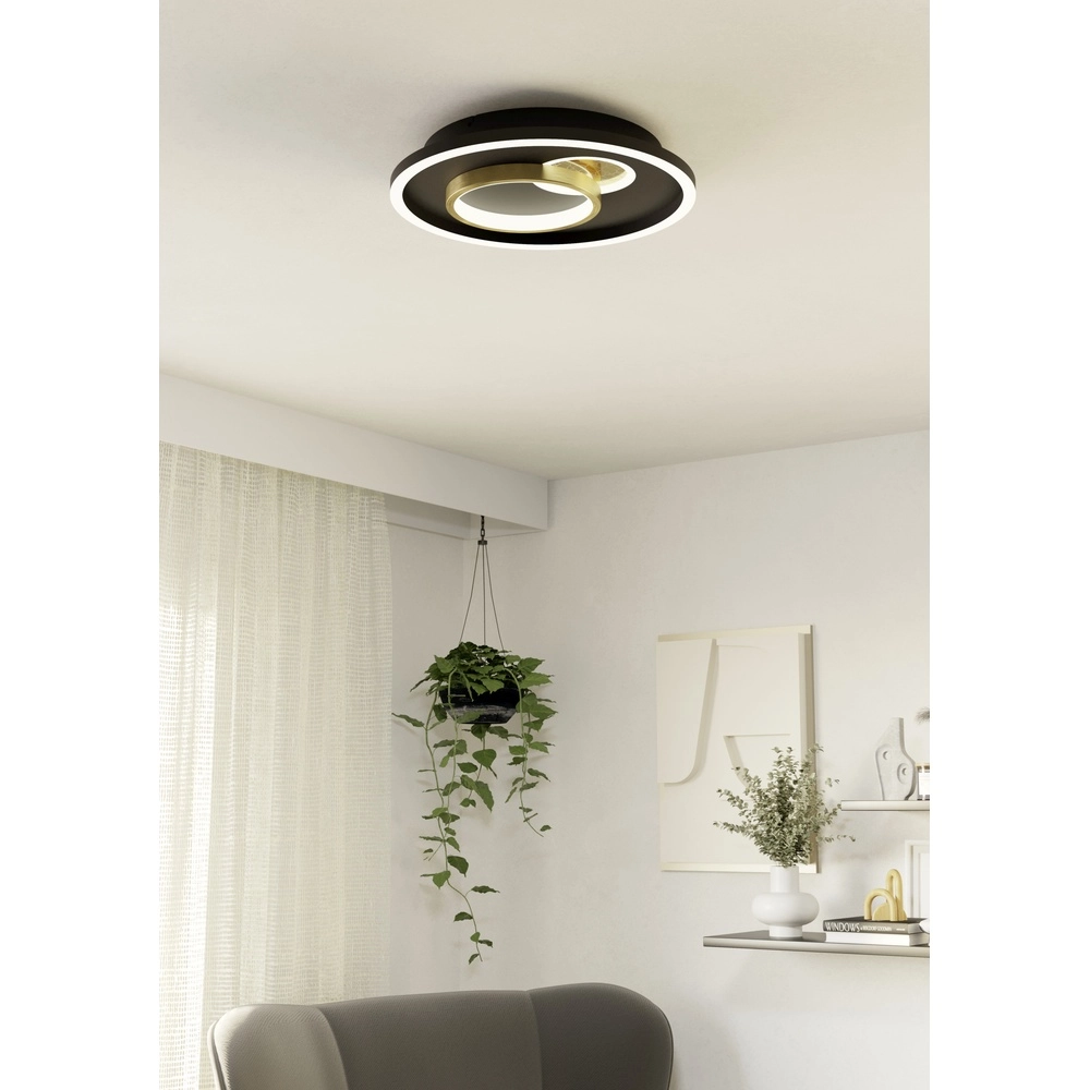 Design ceiling lamp Tiriolo LED - black with gold - Ø 38cm Eglo 9008606316359