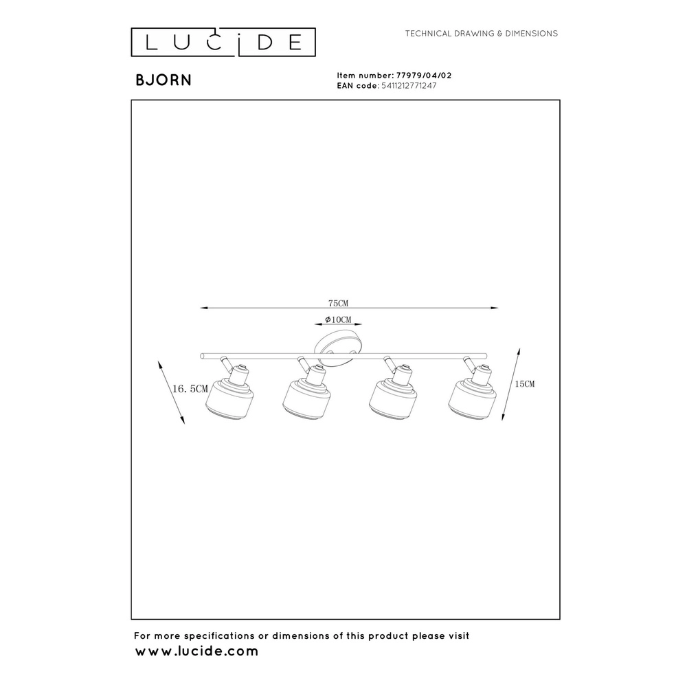 Ceiling lamp Bjorn 4-light gold Lucide 5411212771247