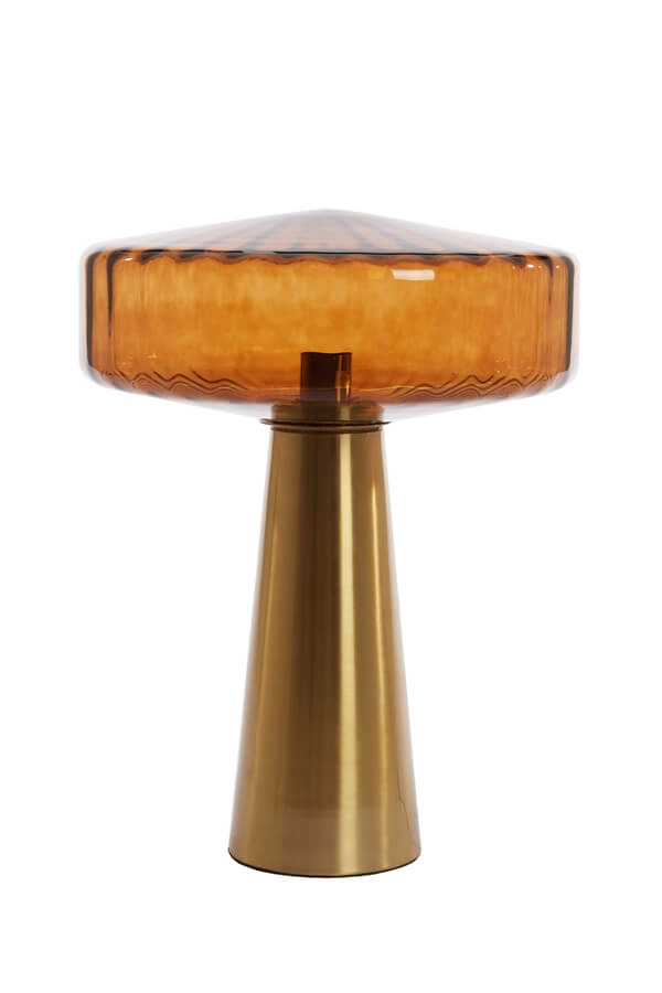 Table lamp Pleat gold with brown Ø 40cm Light & Living 8717807687755