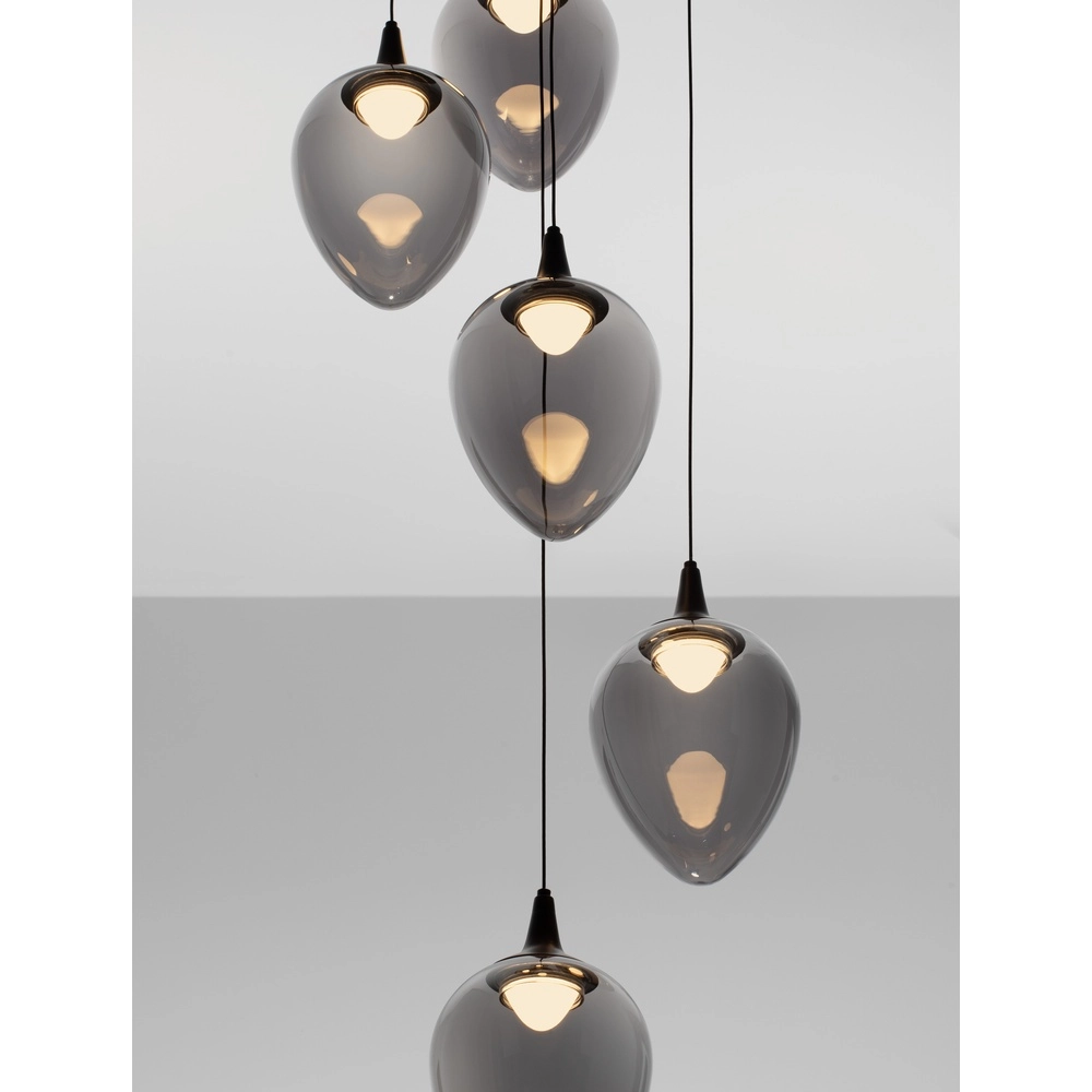 Pendant lamp Nali 5-light smoke glass