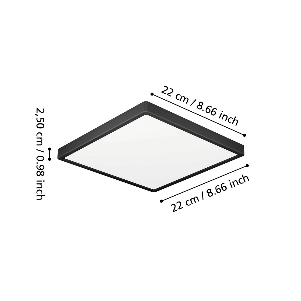 Ceiling light IP44 Fueva 6 Square - Black - 22x22cm Eglo 9008606330348