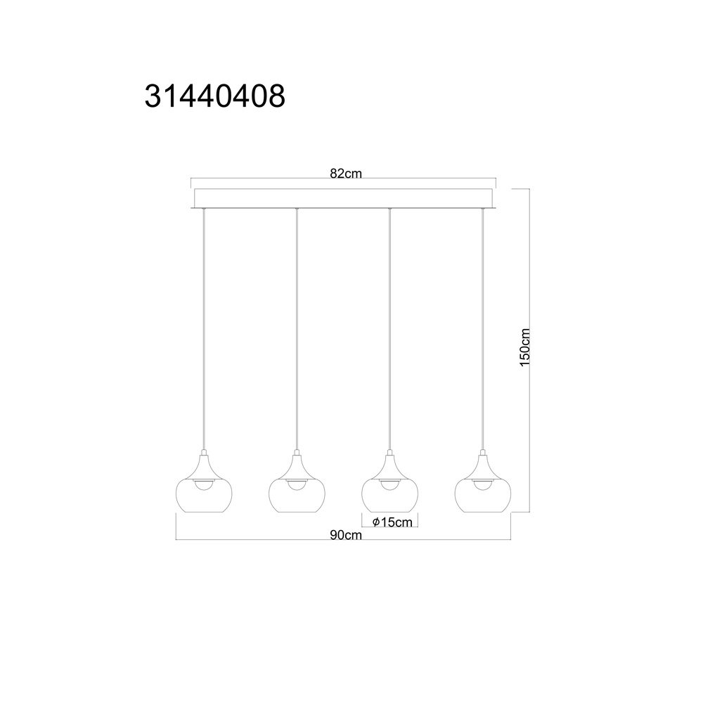 Design pendant lamp Lui 4-light black Globo 9007371589609