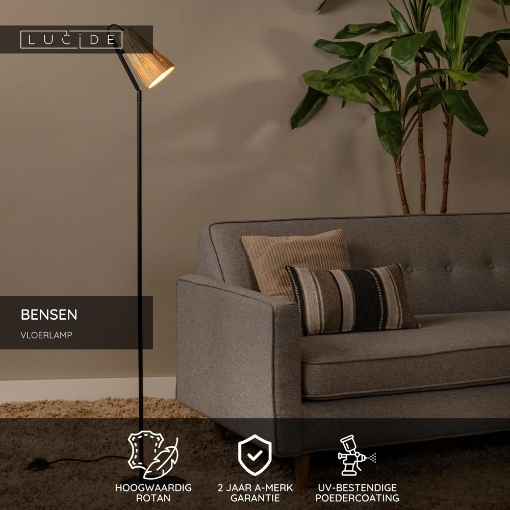 Unique floor lamp Bensen wood Lucide 5411212051660