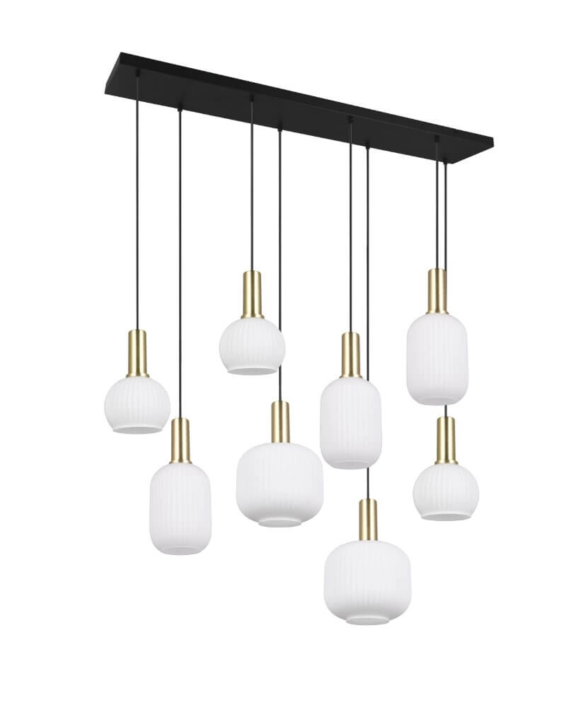 Dining room pendant lamp Diva 8-light - white glass Trio 4017807614527