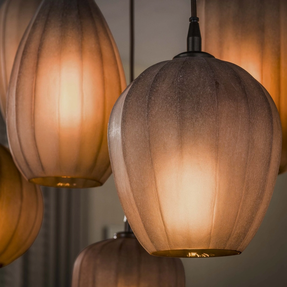 7-lichts hanglamp Altura sienna bruin met frosted glas Lyora 8716803514874