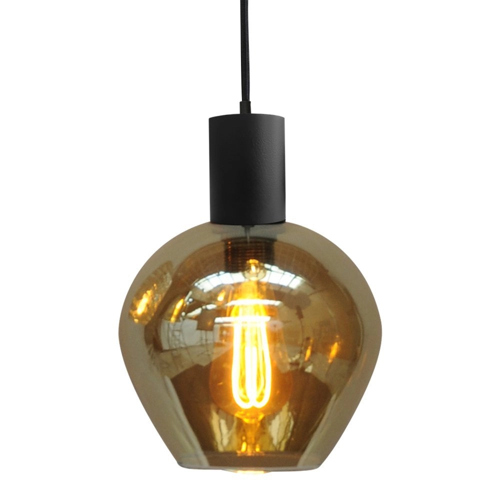 Black pendant hanging lamp Bounty with round glass Masterlight 8718121248431