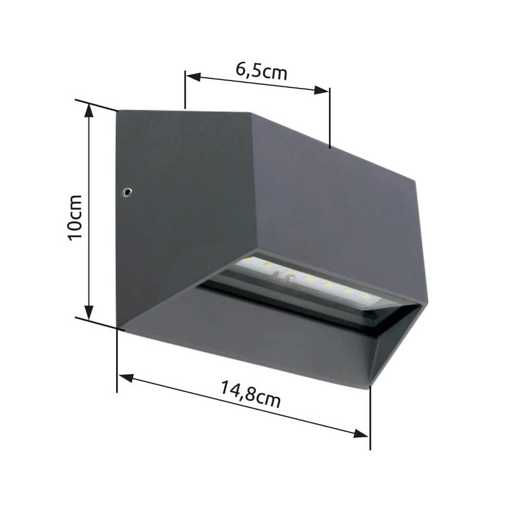 Wall lamp Honna rectangle anthracite Globo 9007371419159