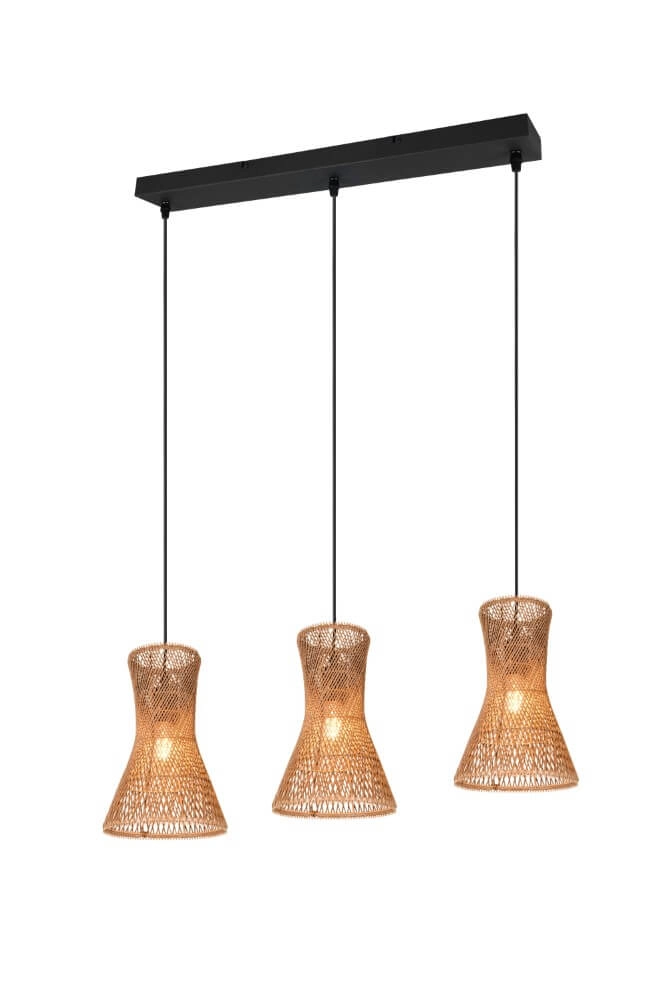 3-light pendant lamp Bijou black with rattan Trio 4017807637298