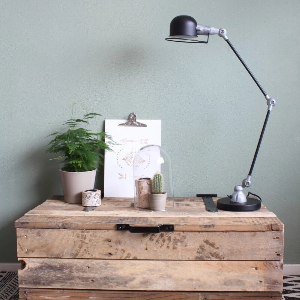 Rustic desk lamp Davin Black with vintage grey Steinhauer 8712746102017