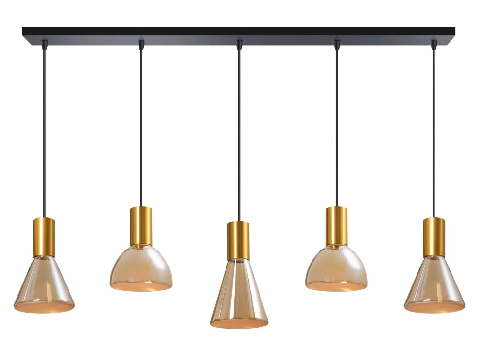 Dining room pendant lamp Lisa Gold with amber glass