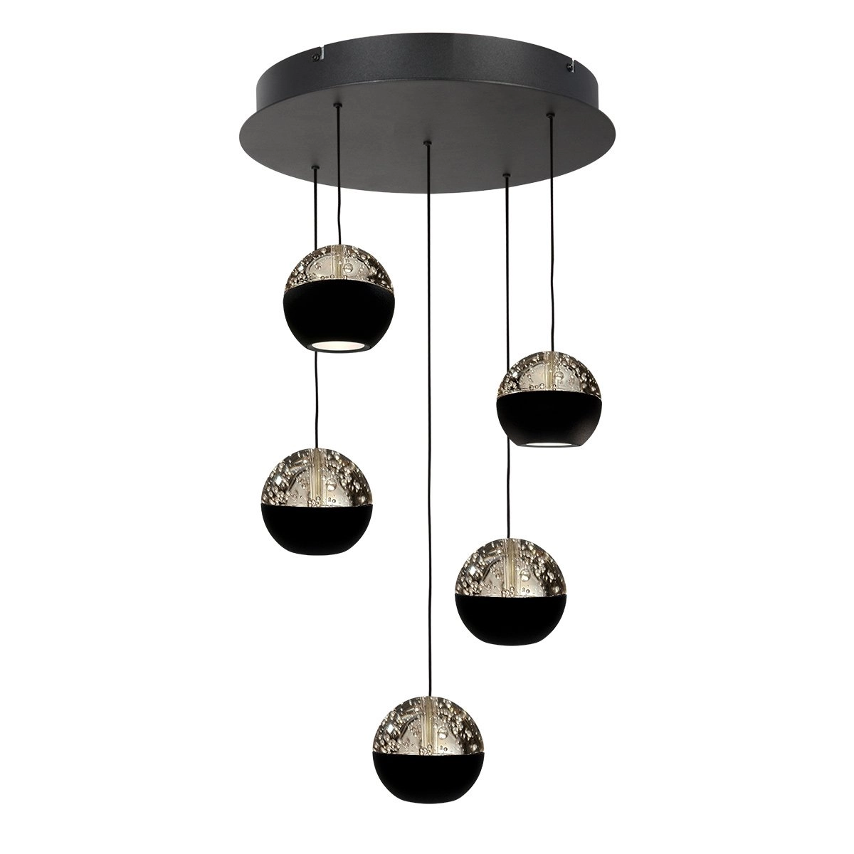 5-light vide pendant lamp Belluno LED - Black with Glass Steinhauer 8712746183887