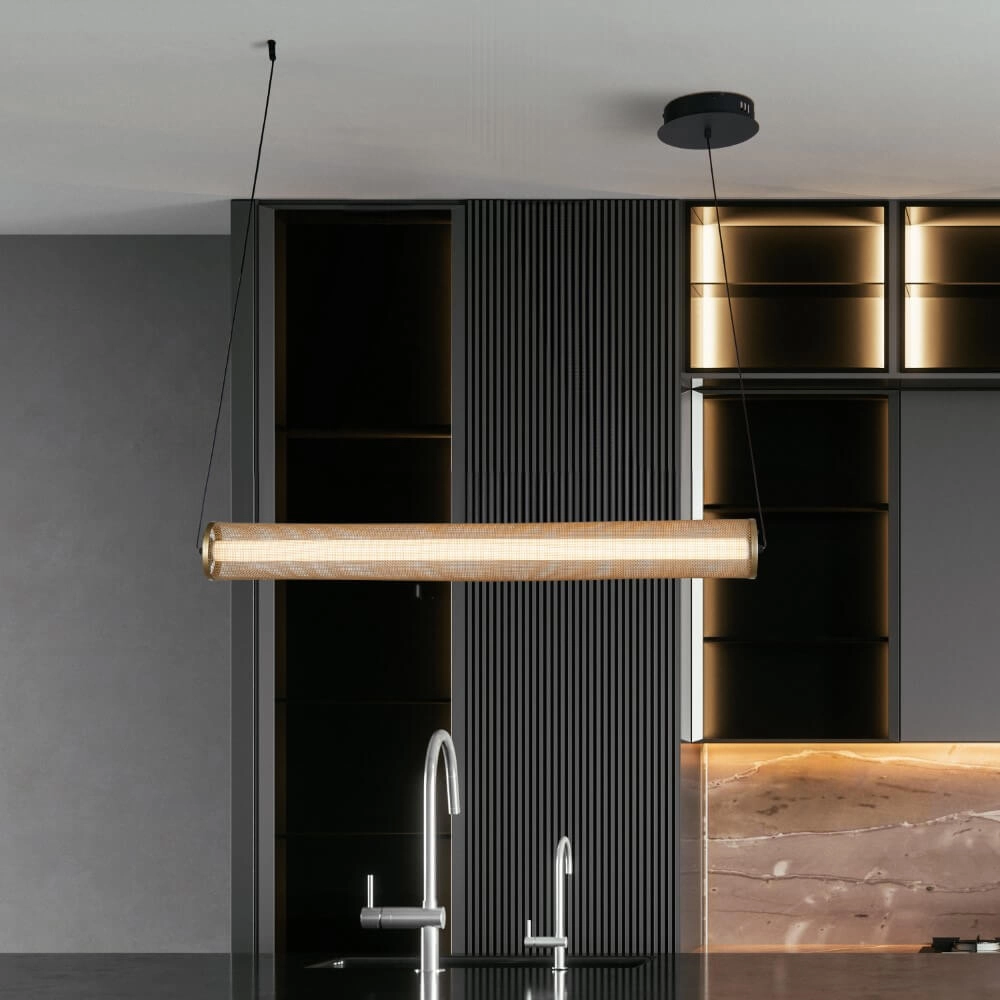 Pendant lamp Thread Black with Gold Mesh Searchlight 5053423273051