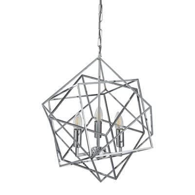 Chrome pendant lamp Cube Ø 48cm Searchlight 5053423101798