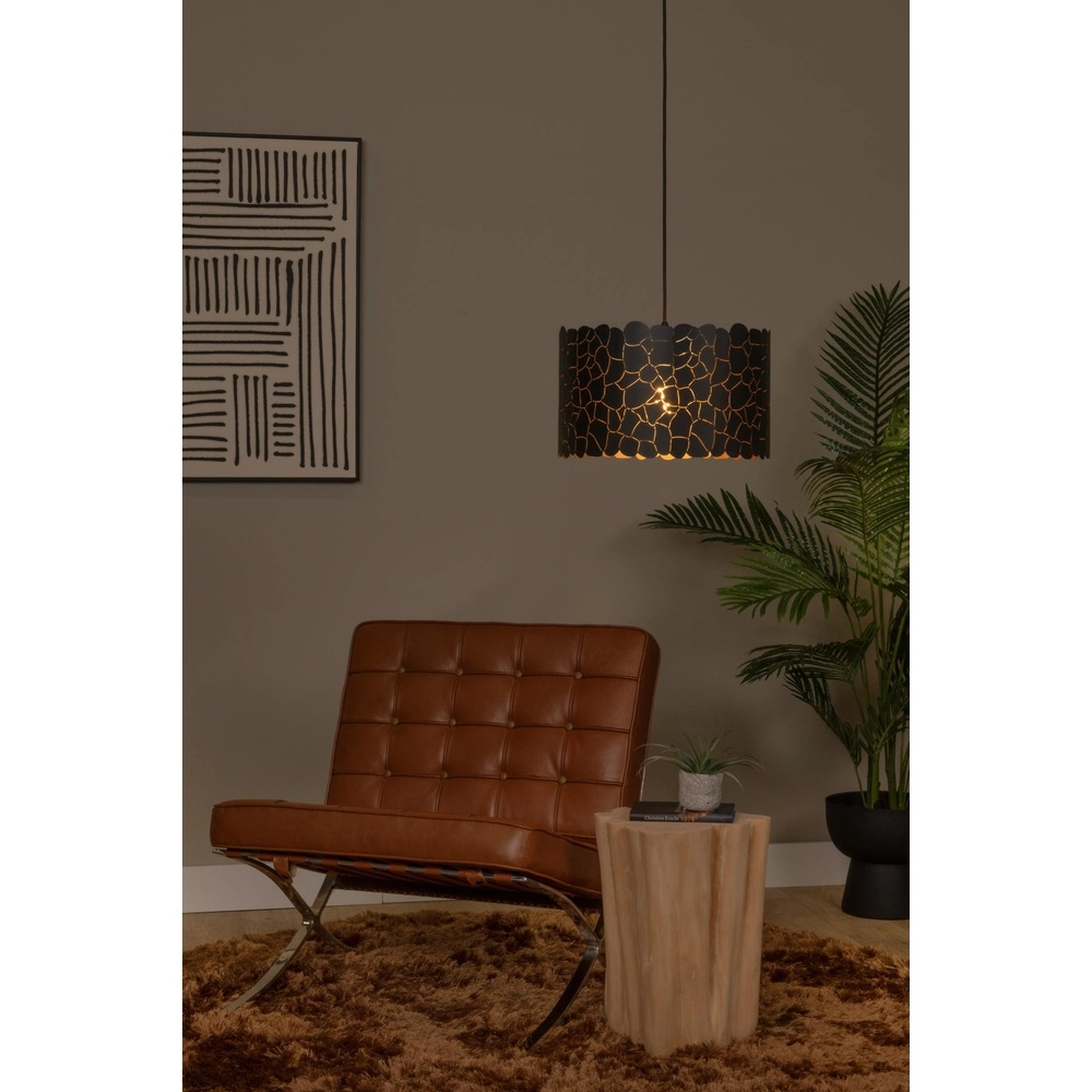 Pendant lamp Almelo black with gold inside Ø 40cm Lucide 5411212211897