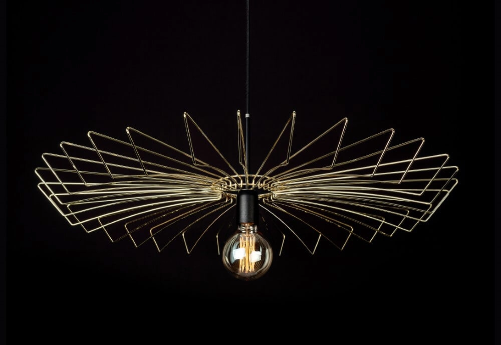 Golden wire lamp Umbrella Ø 78cm Lyora 5903139887496
