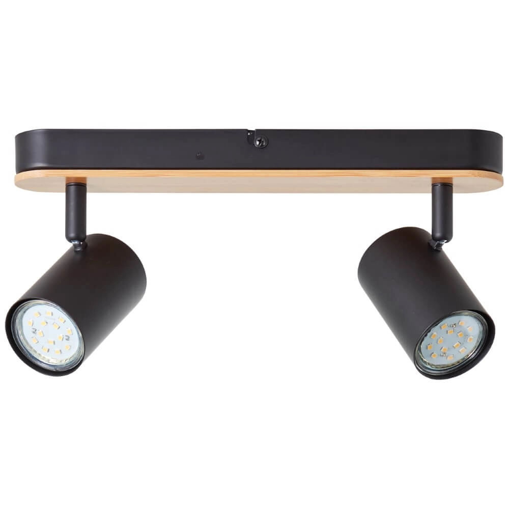 Ceiling light Niels black with wood Brilliant 4004353410208