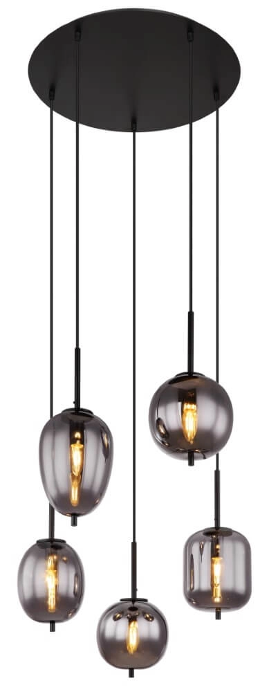 Hanging lamp Blacky black 5-light