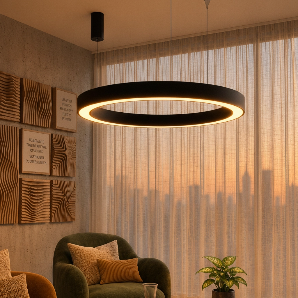 Pendant lamp Morbido black Ø 80cm