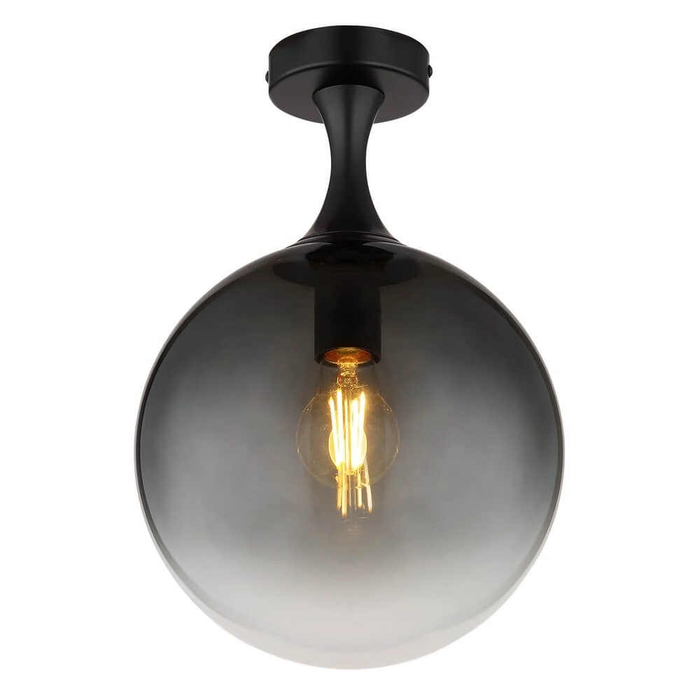 Black ceiling lamp Dalton sphere smoke glass Ø 25cm