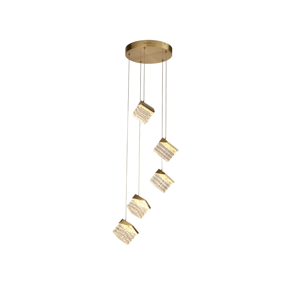 Design pendant lamp Cuboid 5-light gold
