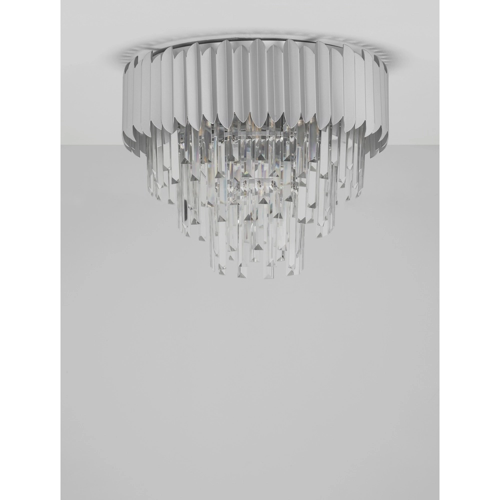Ceiling lamp Magnolia chrome and crystal Ø 50cm Lyora 5212017434937