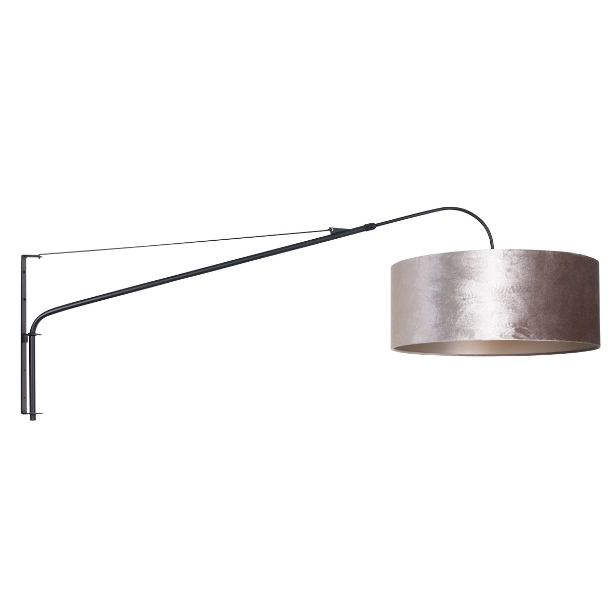 Wall lamp Elegant Classy 50cm black with taupe velvet shade Steinhauer 8712746146042