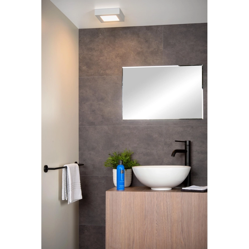 Ceiling light Brice-Led 16.8cm square IP44 white Lucide 5411212281333