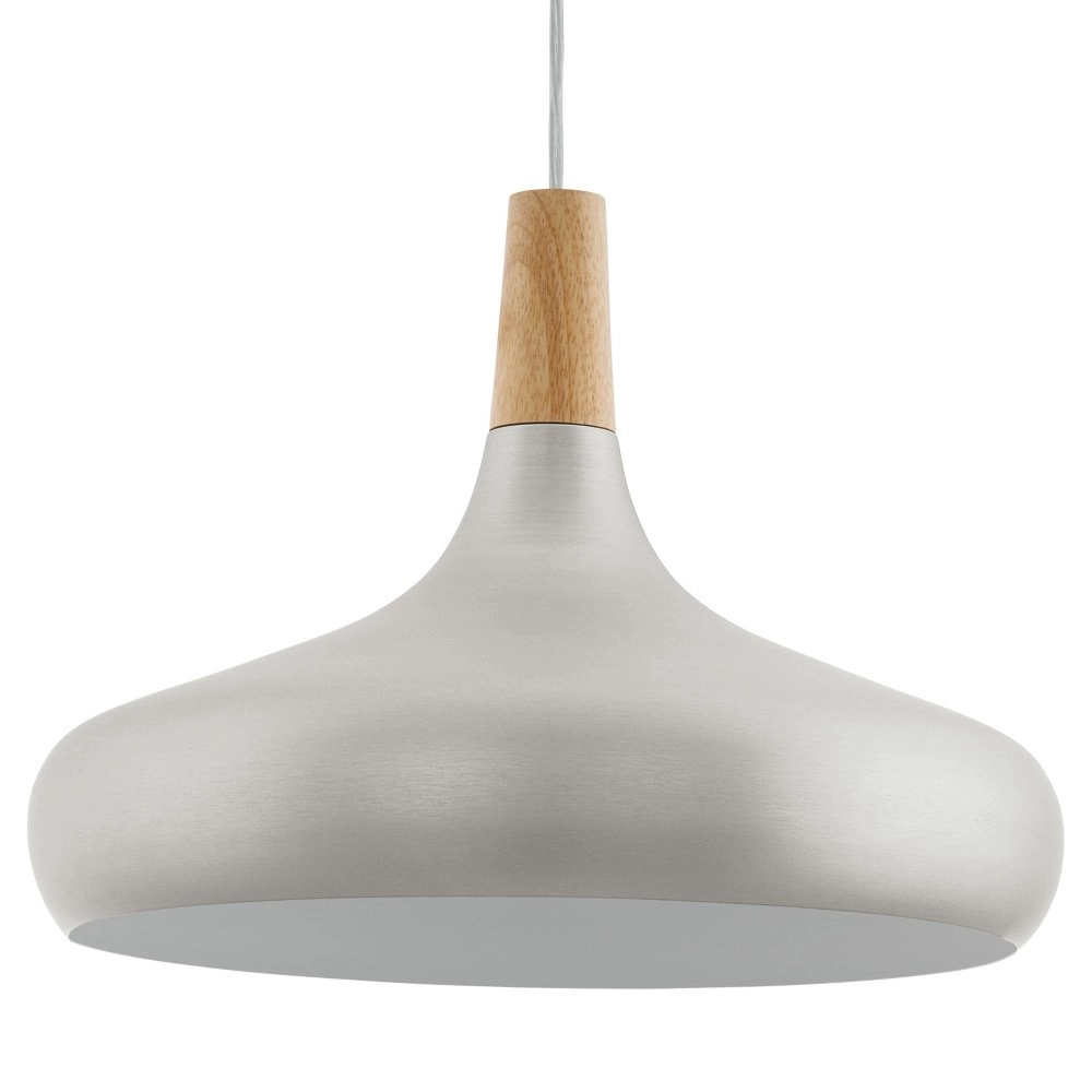 Pendant lamp Sabinar 40cm stainless steel with wood brown