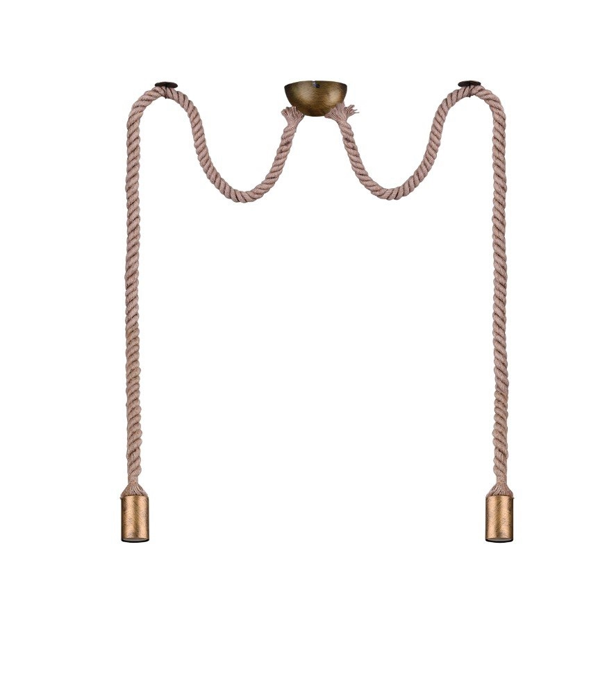 Pendant lamp Cord rope lamp 2-light bronze Trio 4017807408591