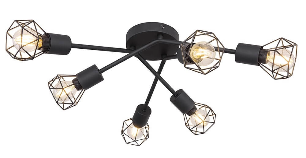 Ceiling lamp Xara I 6-light black Ø 63cm