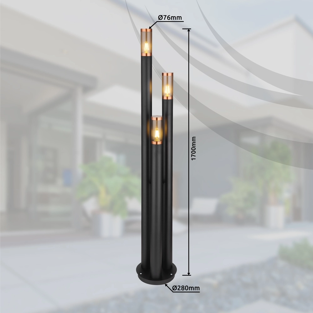 3-light garden lamp Boston Black Globo 9007371442904