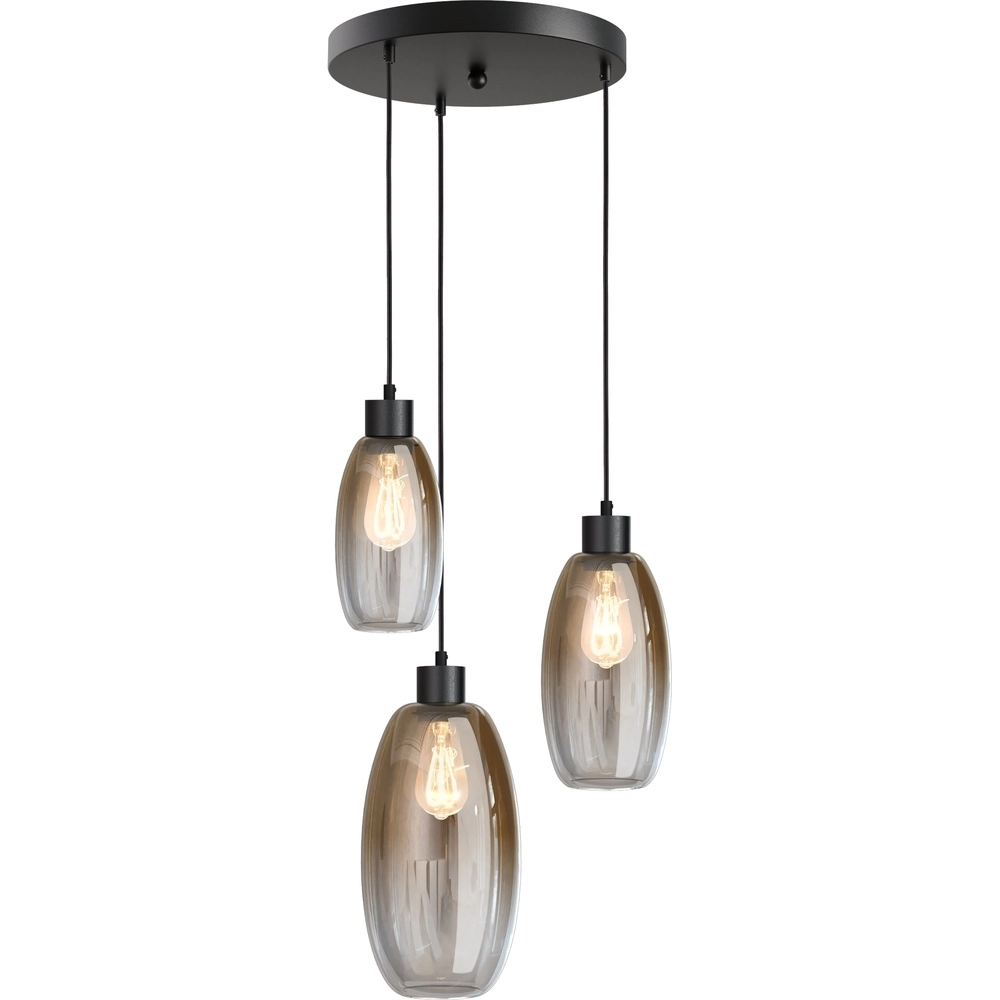 Vide pendant lamp Olive with 3 glasses - black - Ø35cm