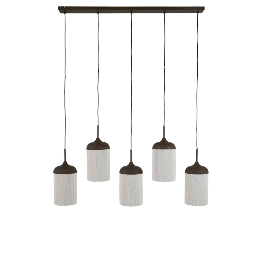 5-light pendant lamp Dania Straight black wood