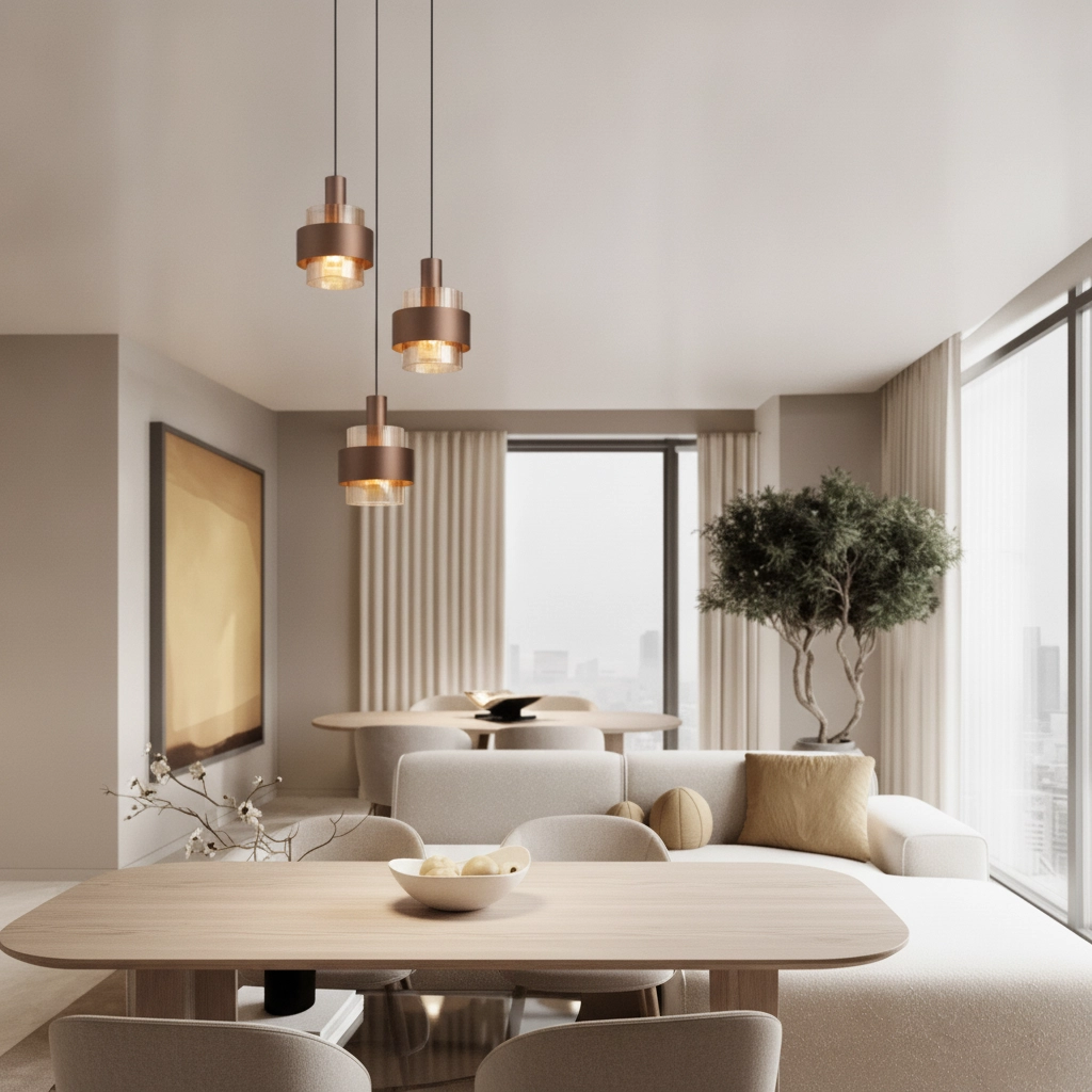 Modern pendant lamp Serena 3-light coffee brown