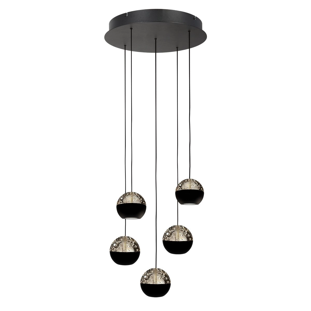 5-light vide pendant lamp Belluno LED - Black with Glass Steinhauer 8712746183887
