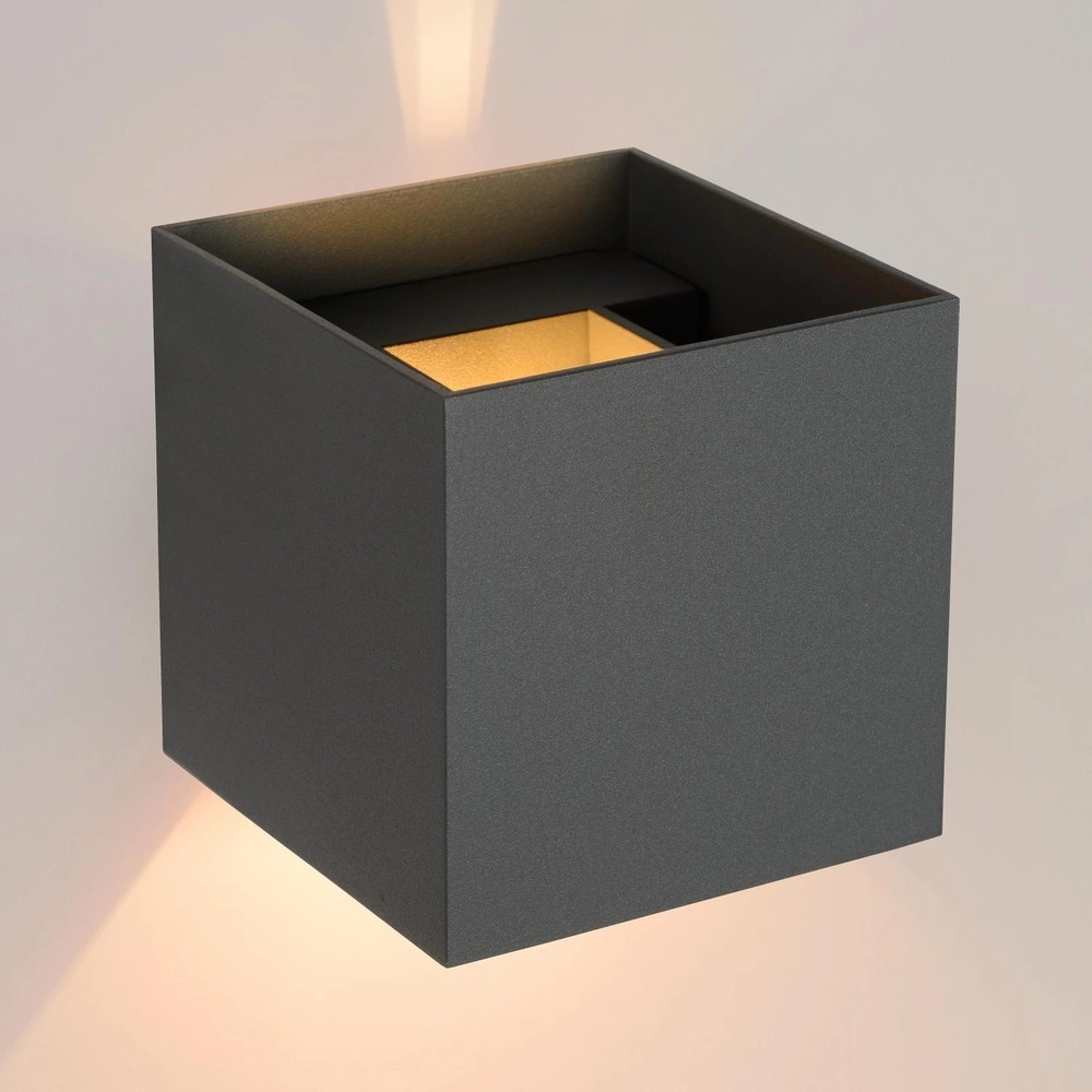 Square wall spotlight Xio 2700K grey Lucide 5411212091901