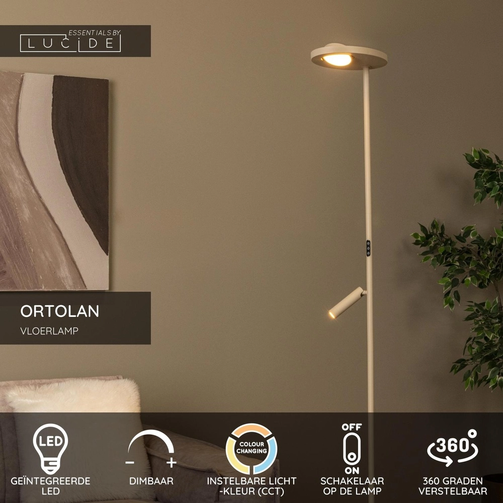 Reading lamp Ortolan sand brown Lucide 5411212032270