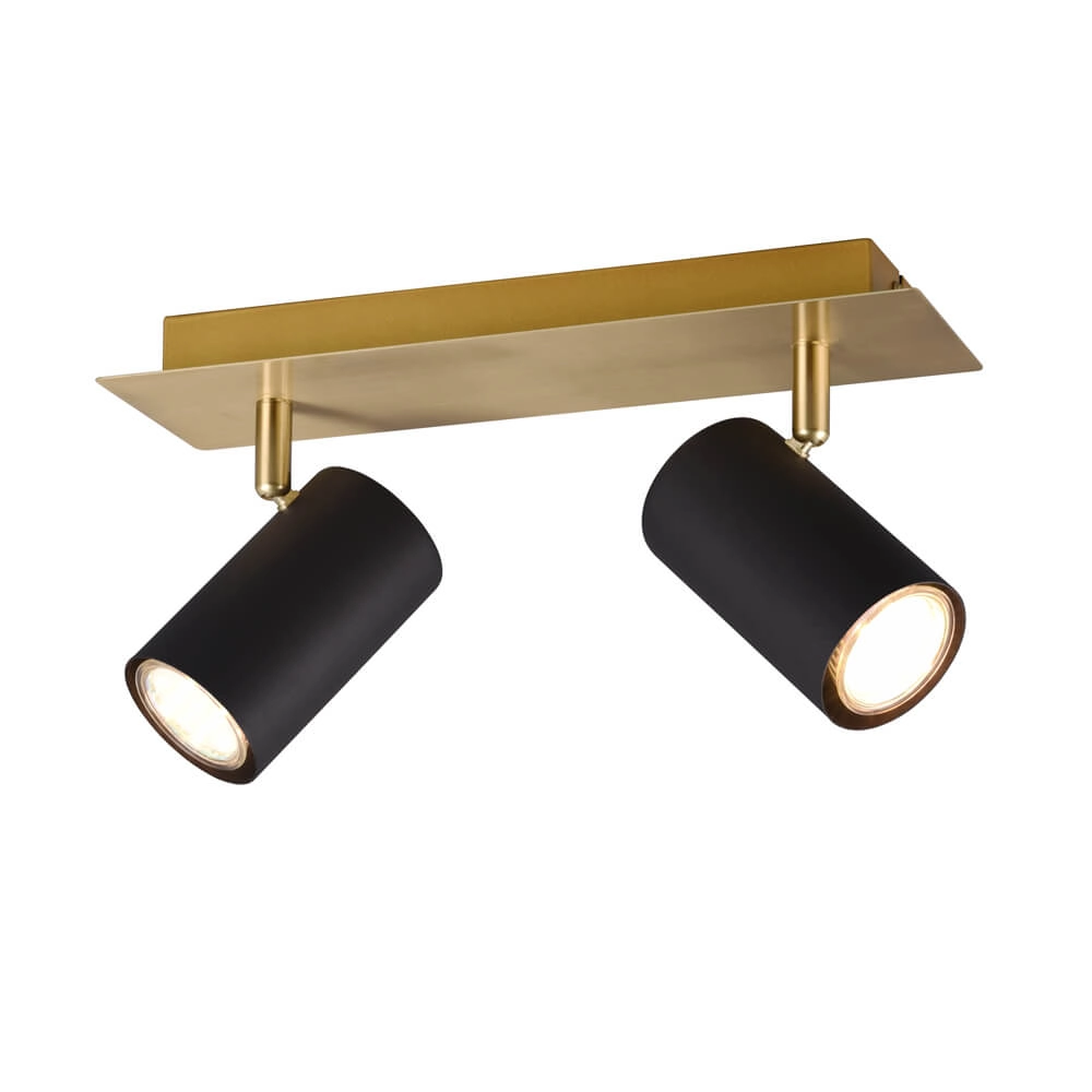 Double surface-mounted spotlight Marley black with gold